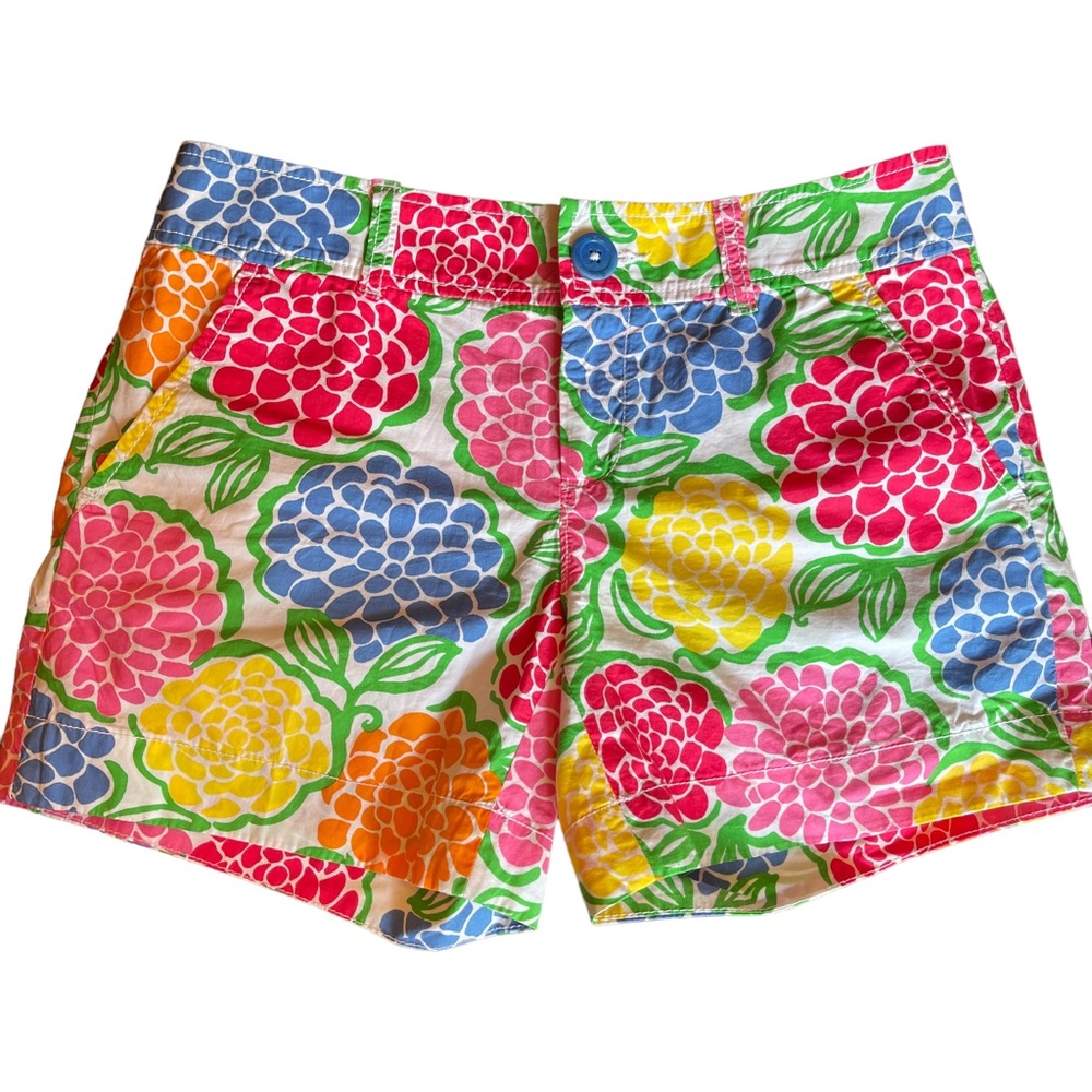 Lily Pulitzer white pink blue green Floral Shorts Womens Size 0